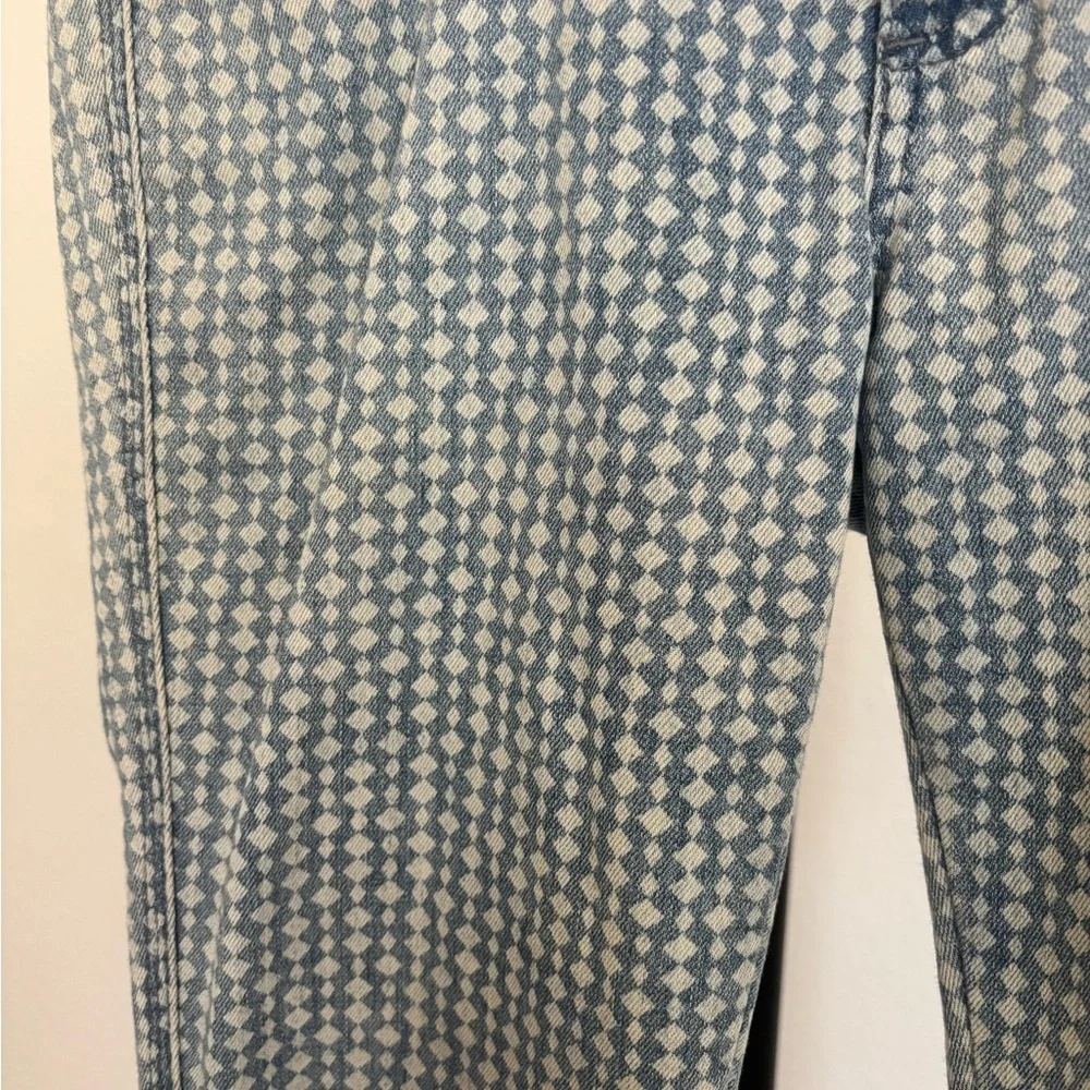 Free People Geometric Diamond Pattern Blue Skinny Jeans Size 27W